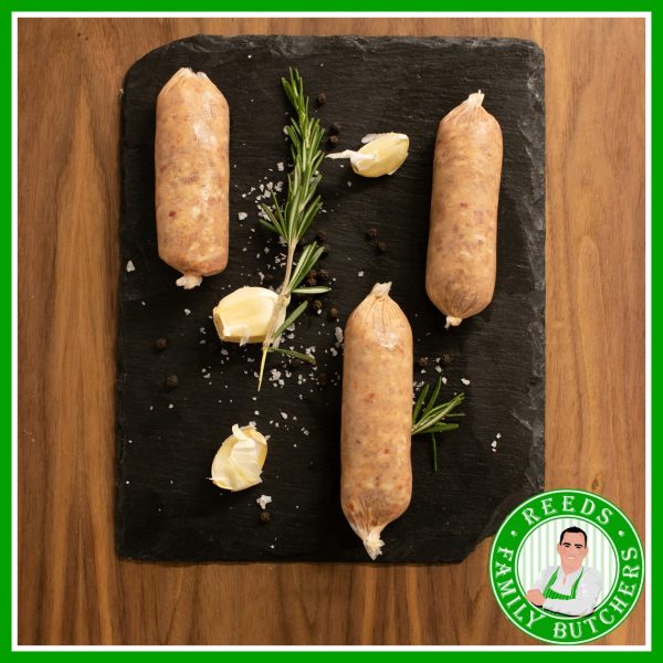 Buy Pork, Chilli & Garlic Sausages - 8 Pack online from Reeds Family Butchers